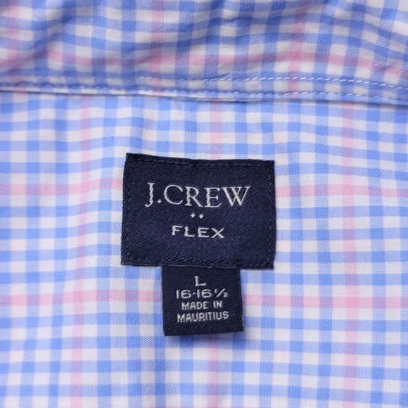 J. Crew Blue & Pink Gingham Short Sleeve Button-Down Shirt L - Picture 4 of 6